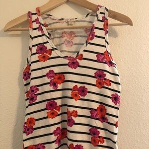 J. Crew Striped Floral Tank Top
